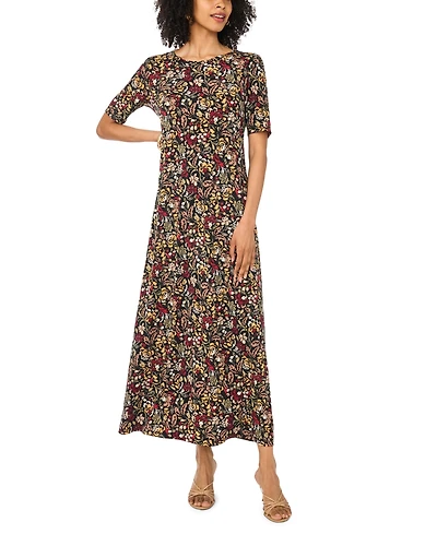 Vince Camuto Women's 3/4-Sleeve Crewneck Maxi Dress