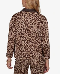 Ruby Rd. Petite Cheetah Print Denim Jacket