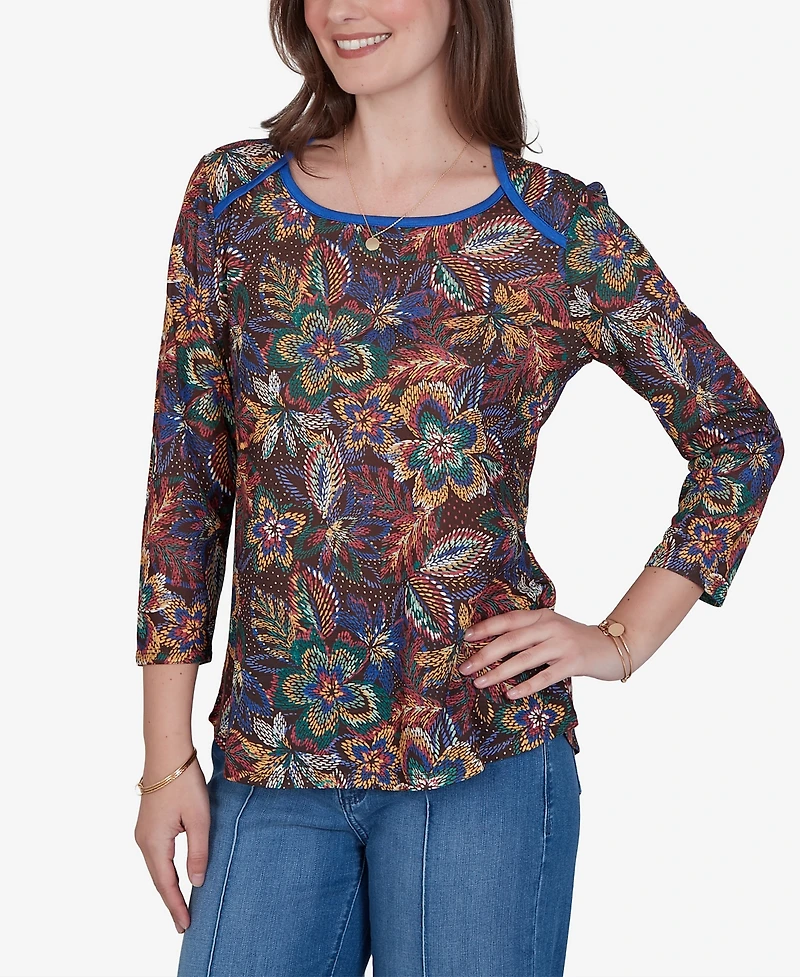 Ruby Rd. Petite Textured Floral Print Knit Top