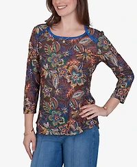 Ruby Rd. Petite Textured Floral Print Knit Top