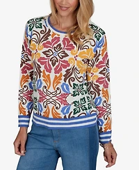 Ruby Rd. Petite Tipped Floral Lightweight Sweater