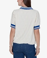 Ruby Rd. Petite Diamond Eyelet Bubble Hem Top
