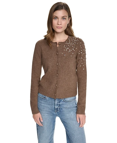 Dkny Jeans Petite Button-Front Jersey Knit Sweater
