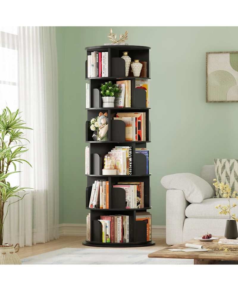 Aheaplus Rotating Bookcase, 360 Display Corner Bookshelf for Small Space