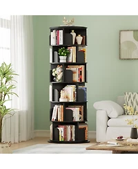 Aheaplus Rotating Bookcase, 360 Display Corner Bookshelf for Small Space