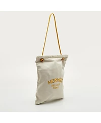 Pre-Owned HERMES Herringbone Canvas And Swift Leather Grooming Bag