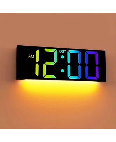 Jall 12 Inch Large Digital Wall Clock with Rgb Colors Auto Dst Night Light Perfect for Bedroom Classroom Gift Elderly