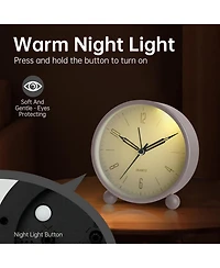 Jall 4 Inch Analog Alarm Clock Silent Sweep Hand Night Light Loud 1x Aa Battery Old Fashioned Decor Great Gift