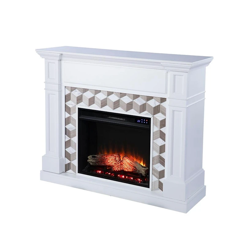 Augusta Home Darvingmore Criss Cross Fireplace with Marble Surround