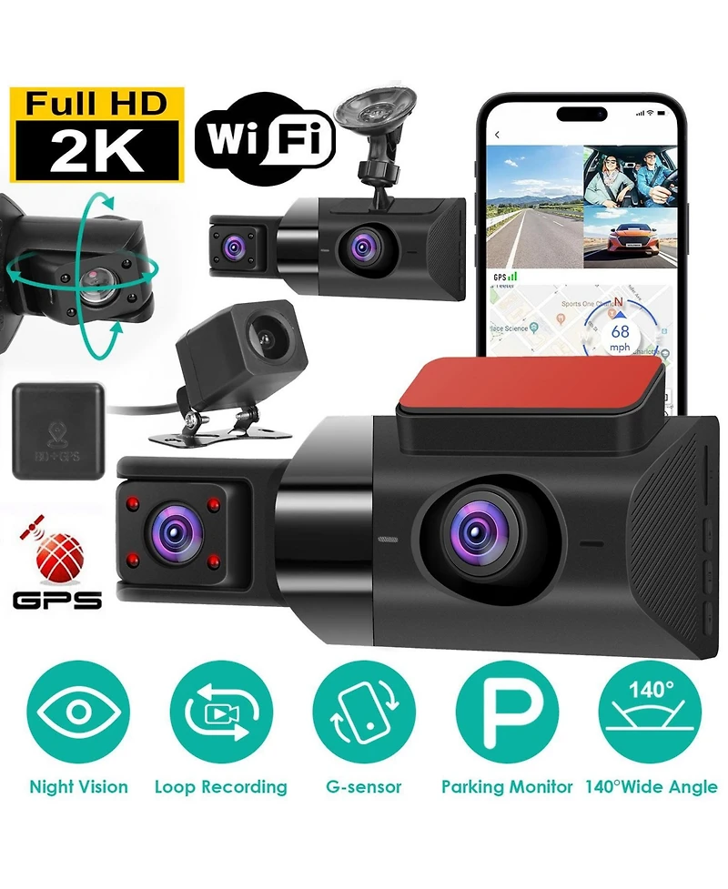 Neewer 2K Night Vision 3-Channel Dash Cam