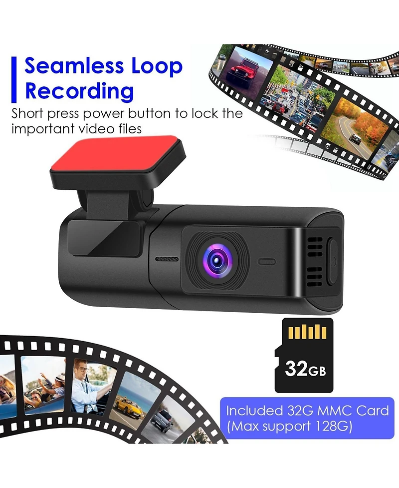 Neewer 2K Dash Cam with WiFi App Control, Night Vision, Loop Recording, 32G Card