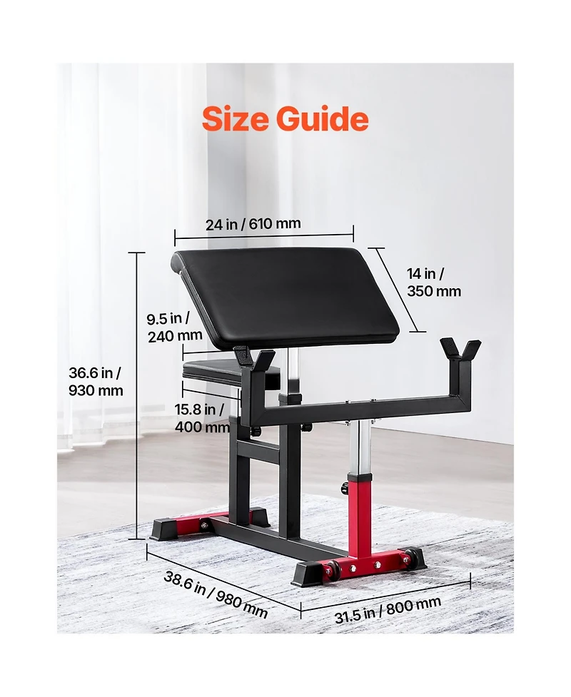 Vevor Preacher Curl Bench Adjustable Home Gym Biceps Machine Barbell Equipment