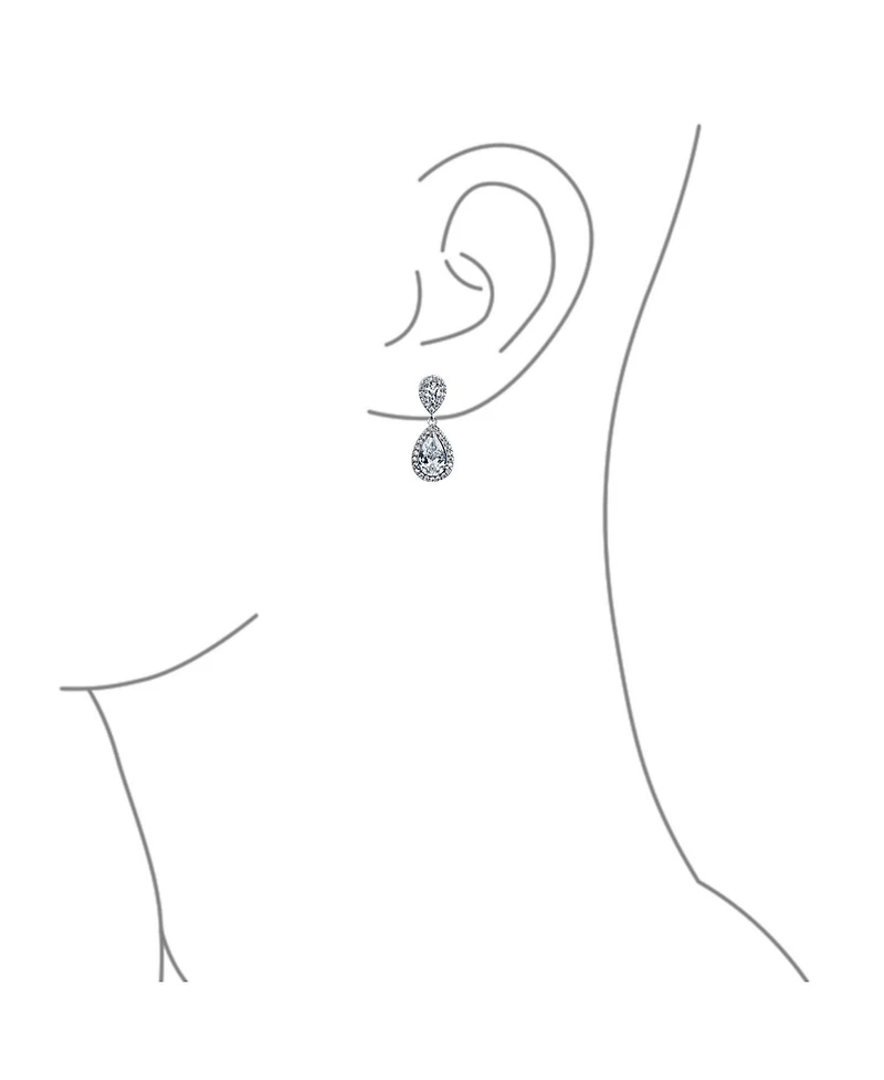 Bling Jewelry Cocktail Cubic Zirconia Cz Double Solitaire Teardrop Dangle Earrings Gold Plated