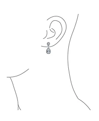 Bling Jewelry Cocktail Cubic Zirconia Cz Double Solitaire Teardrop Dangle Earrings Gold Plated