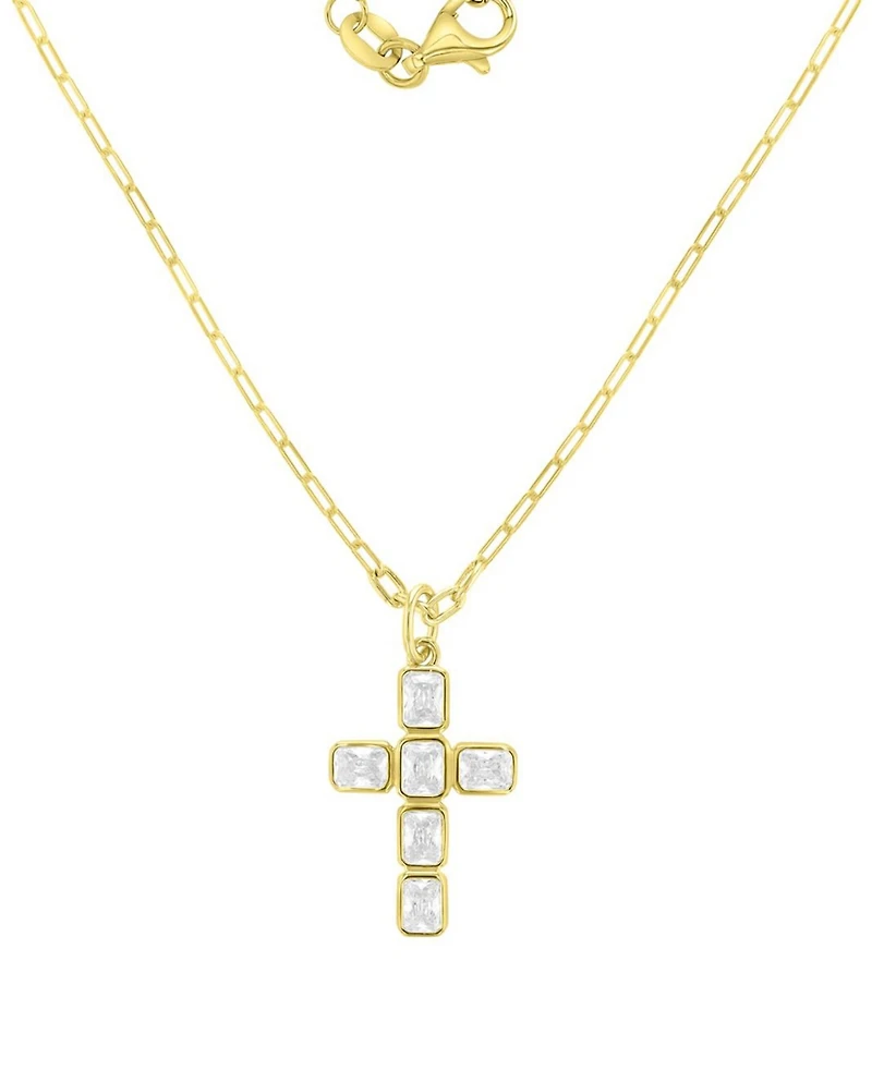 Macy's 14k Gold-Plated Cross Paperclip Chain Necklace