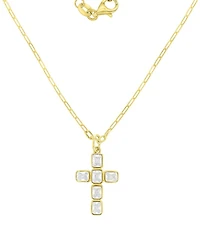 Macy's 14k Gold-Plated Cross Paperclip Chain Necklace