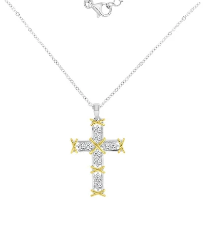 Macy's Textured Two-Tone Cross Necklace