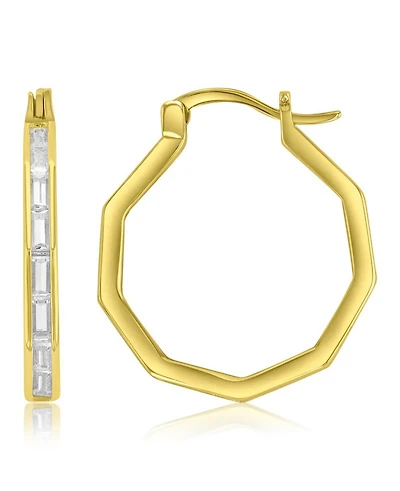 Macy's 14k Gold-Plated Thin Baguette Hoop Earrings