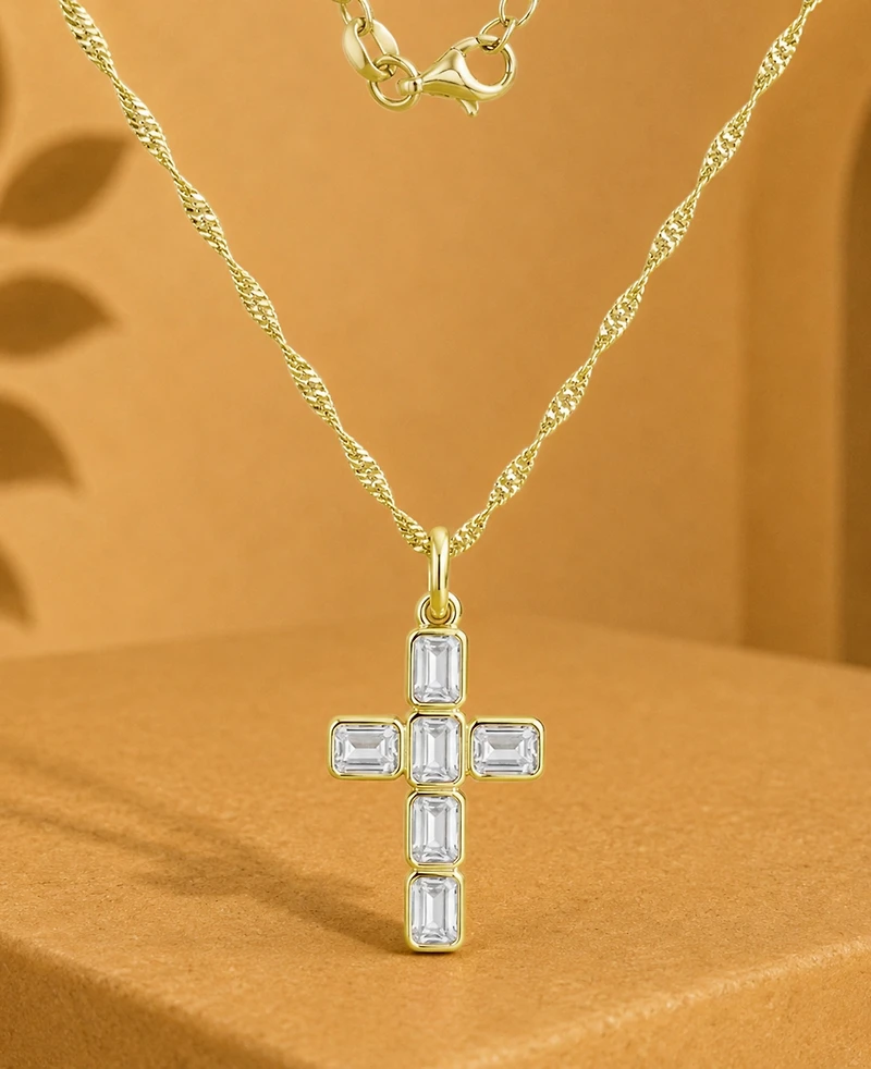 Macy's 14k Gold-Plated Minimalist Cross Chain Necklace