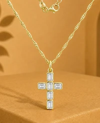 Macy's 14k Gold-Plated Minimalist Cross Chain Necklace