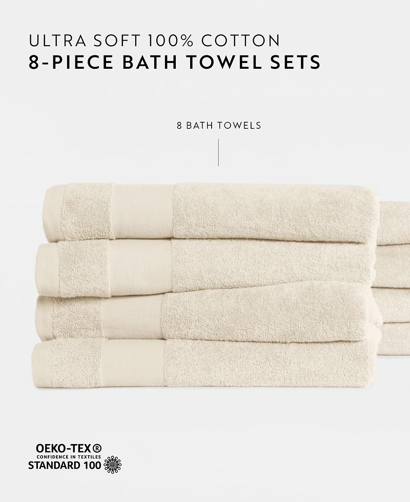 ienjoy Home 8-Pc. Plush Cotton Bath Towel Set, 54" x 30"