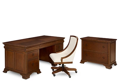Nelman 3-Piece Wood Home Office Set with Burnt Umber Finish, Macy's Exclusive