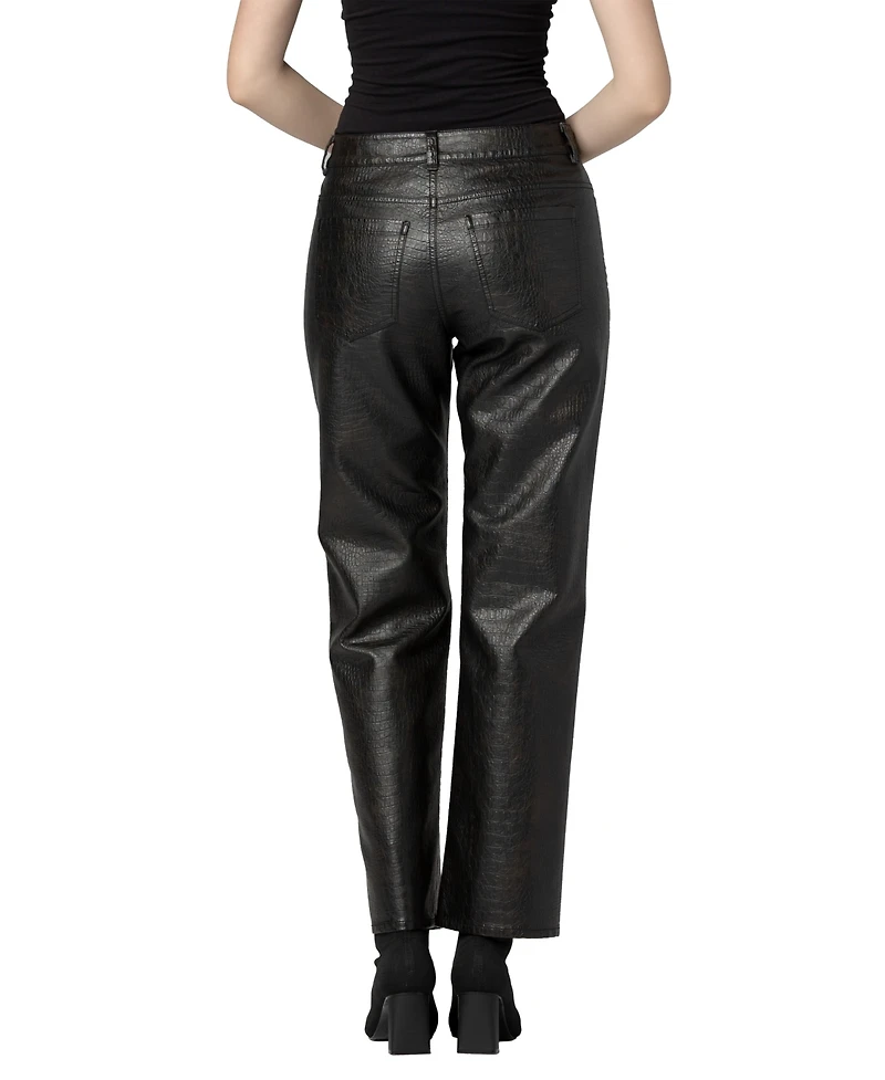 Blank Nyc Women's Crocodile Tears Crocodile-Embossed Mid-Rise Straight-Leg Pants