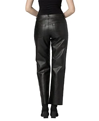 Blank Nyc Women's Crocodile Tears Crocodile-Embossed Mid-Rise Straight-Leg Pants