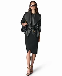 Donna Karan New York Women's Mixed-Media Belted Wrap Jacket