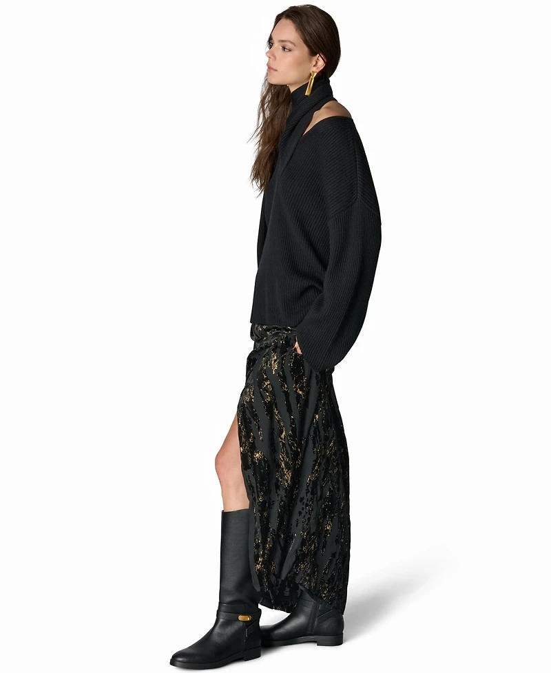 Donna Karan New York Women's Front-Knot Burnout Draped Maxi Skirt