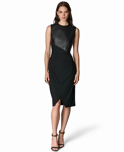 Donna Karan New York Women's Sleeveless Mixed-Media Wrap Dress