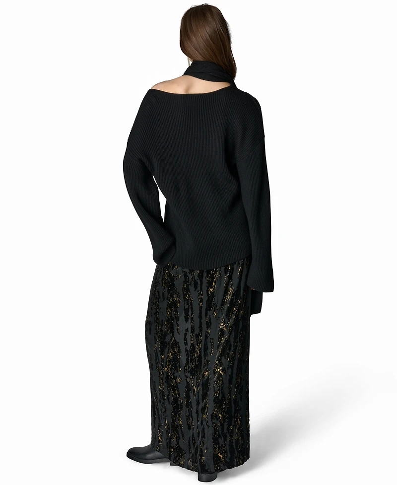 Donna Karan New York Women's Wide-Sleeve Scarf-Collar Sweater