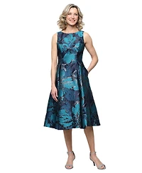 Alex Evenings Women's Midi Sleeveless Jacquard Dress