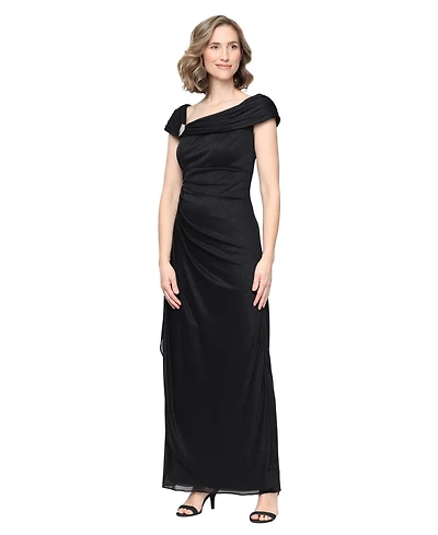 Alex Evenings Women's Glittered Ruched Gown