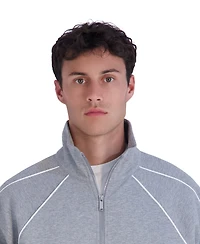 Karl Lagerfeld Paris Men's Metal Logo Patch and Piping Detail Ponte Track Jacket