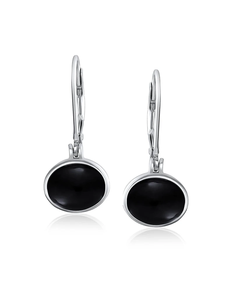 Bling Jewelry Simple Bezel Set Dangle Earrings with Amber Jade Moonstone Onyx