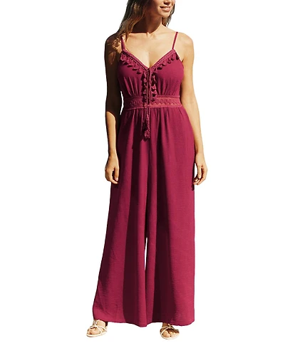 Cupshe Women's After Party V-Neck Sleeveless Crochet-Lace Jumpsuit