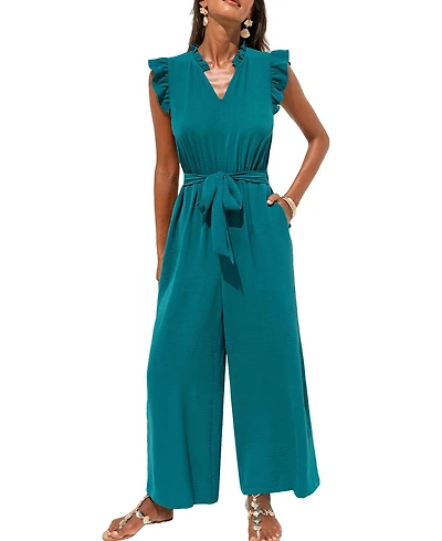 Cupshe Women's Work of Art Sleeveless V-Neck Wide-Leg Jumpsuit