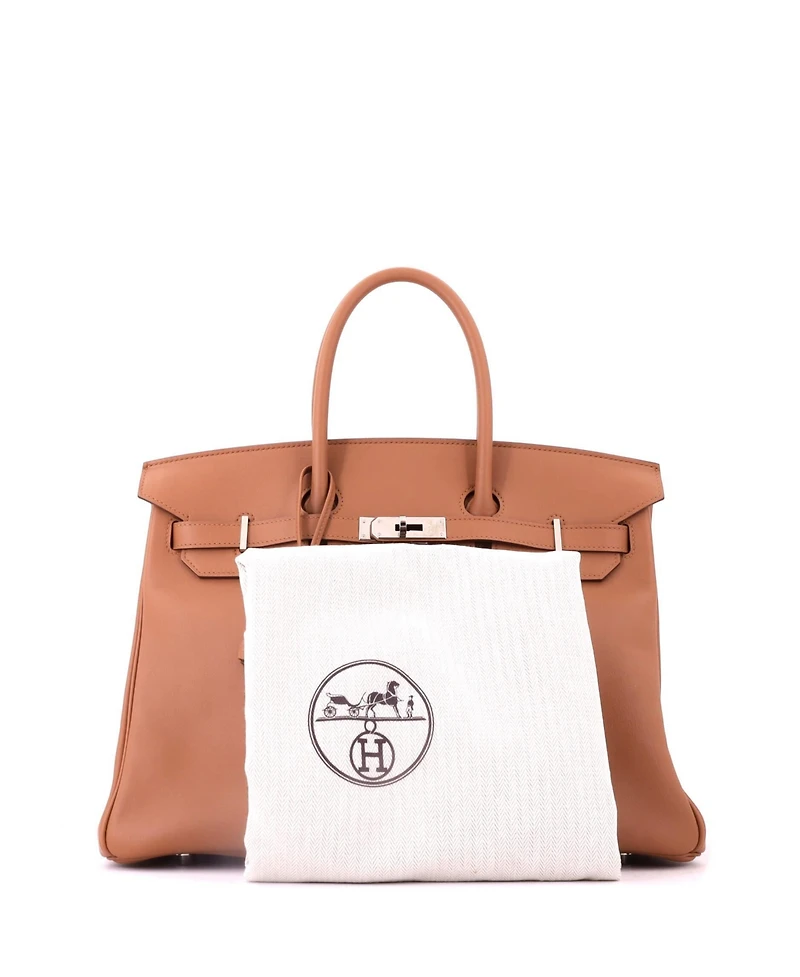 Pre-Owned Hermes Birkin 35 Handbag Tressage Brown Swift and Palladium Hardware