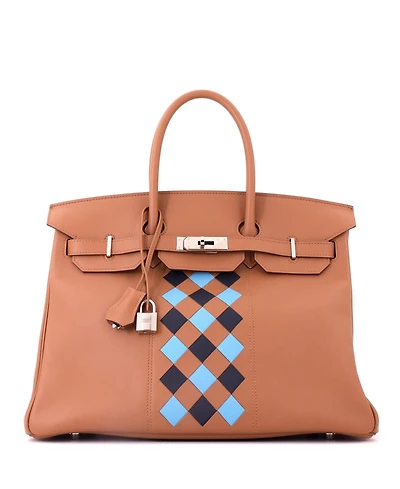 Pre-Owned Hermes Birkin 35 Handbag Tressage Brown Swift and Palladium Hardware