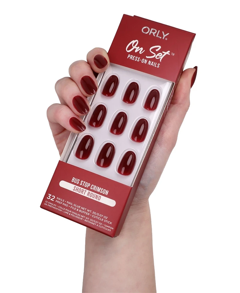 Orly Bus Stop Crimson On Set Short Round Press-On Nail Set