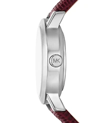 Michael Michael Kors Women's Maude Three-Hand Oxblood Leather Watch 21mm
