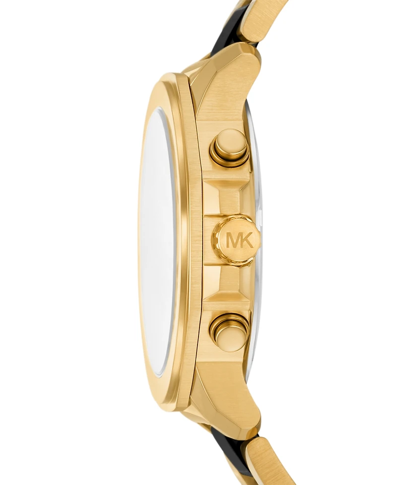 Michael Michael Kors Men's Prescott Chronograph Black Ceramic and Gold-Tone Stainless Steel Watch 44mm