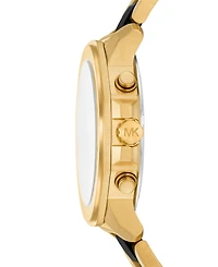 Michael Michael Kors Men's Prescott Chronograph Black Ceramic and Gold-Tone Stainless Steel Watch 44mm