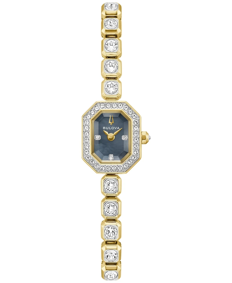 Bulova Women's Box Set Crystal Gold-Tone Stainless Steel Bracelet Watch 15mm