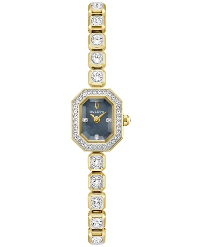 Bulova Women's Box Set Crystal Gold-Tone Stainless Steel Bracelet Watch 15mm