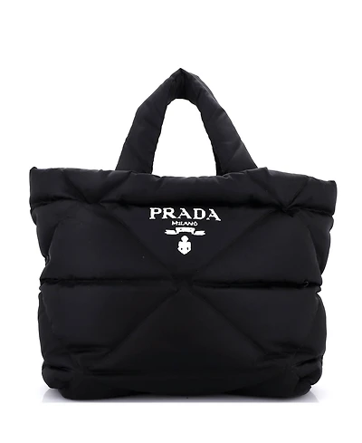 Pre-Owned Prada Medium Padded Logo Tote Bag Quilted Re-Nylon