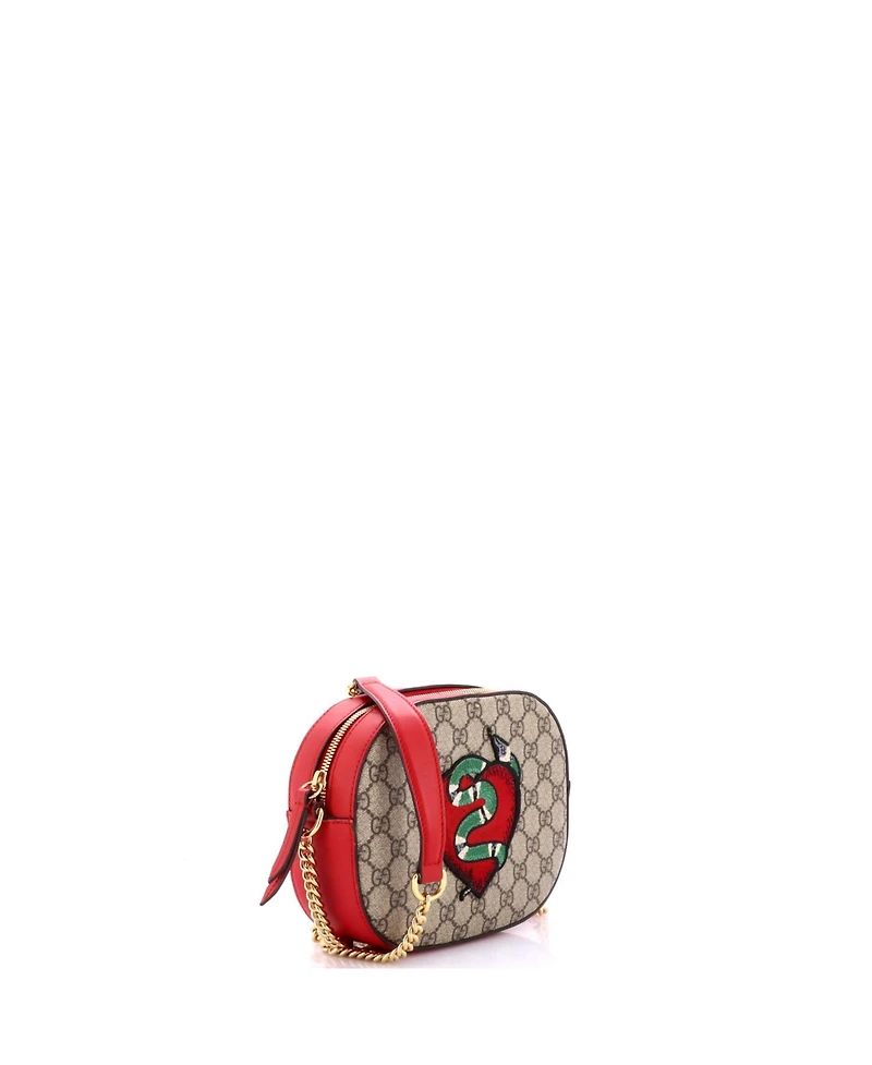 Pre-Owned Gucci Mini Chain Crossbody Bag Embroidered Gg Coated Canvas