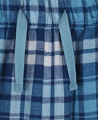 Max & Olivia Boys' 6-18 Long-Sleeve Top and Woven Plaid Pants Pajama, 2-Piece Set