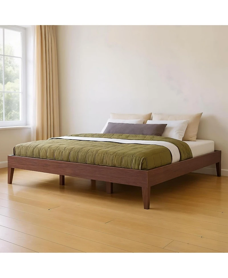 Grain & Grove Oak Embossed Bear Platform Bed